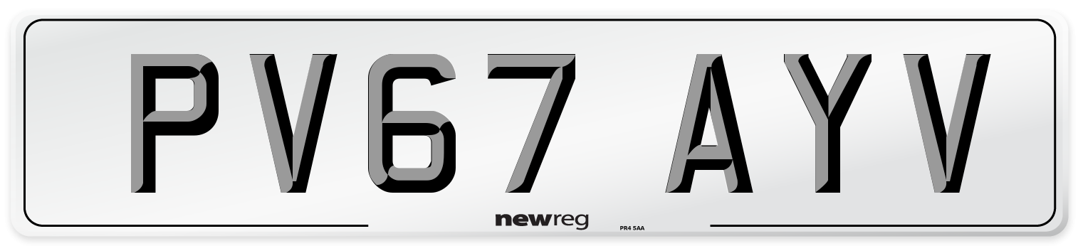 PV67 AYV Number Plate from New Reg